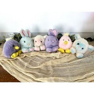Swibco Puffkins Easter lot limited edition bunny‎ lamb chicks pastel vintage
